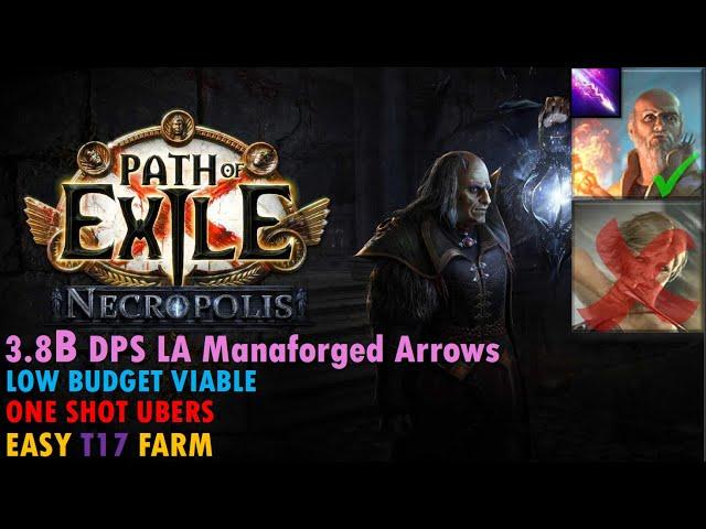 3.24 Path of Exile  -  LA Manaforged Arrows Hierophant 3.8 Billion DPS - T17 Map + Feared