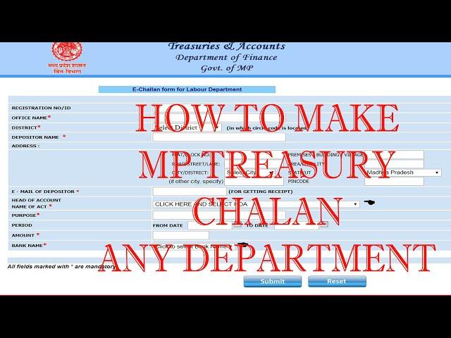 MP Cyber Treasury Challan For Shop Act License !! Cyber Treasury Challan For Any Department 2020 !!