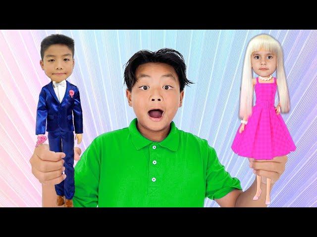 Alex Teaches Barbie Ellie and Ken Eric Dolls to Brush Eat and Play!