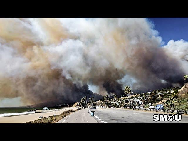 Fast-Moving Blaze Engulfs Pacific Palisades Hills, Smoke Blankets Santa Monica Bay