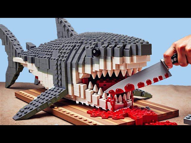 How to Make Pefect Massive Shark Recipe IRL || Lego Cooking Stop Motion vs ASMR