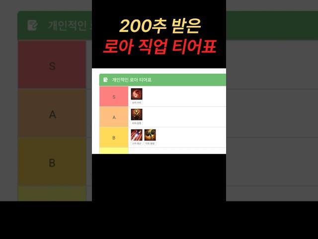 반박 불가 직업 티어표 #로아