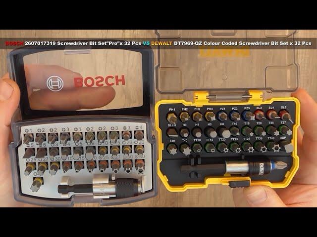 BOSCH Screwdriver Bit Set 32 Pcs VS DEWALT DT7969-QZ Screwdriver Bit Set x 32 Pcs - Bob The Tool Man