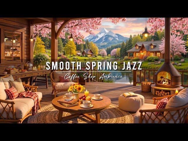 Smooth Jazz Music at 4K Spring Coffee Shop Ambience to Study  Relaxing Jazz Instrumental Music