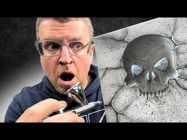 Airbrushing A Basic Skull in Granite