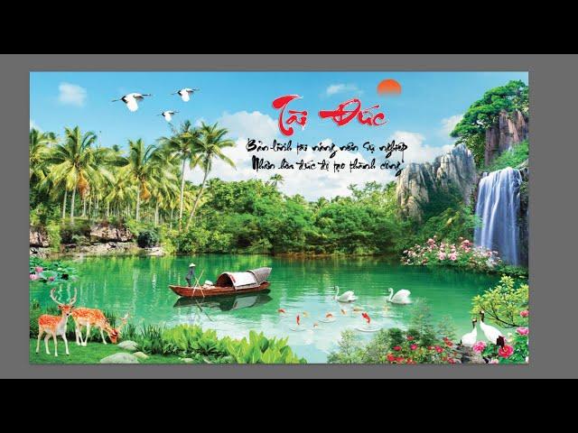 Tranh dán tường 3d cảnh đồng quê sông nước miền Tây đẹp