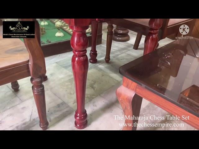 The Maharaja Chess Table Set with chairs & Chess Pieces.Luxury chess set table.The Chess Empire