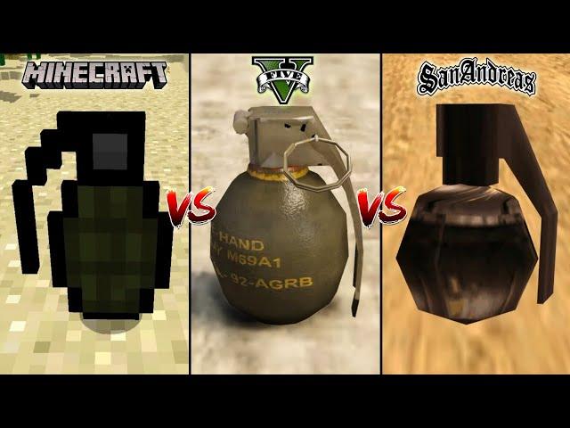 MINECRAFT GRENADE VS GTA 5 GRENADE VS GTA SAN ANDREAS GRENADE - WHICH IS BEST?