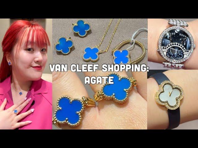 Van Cleef & Arpels Shopping  Van Cleef Alhambra Agate Earrings, Necklace, & Ring