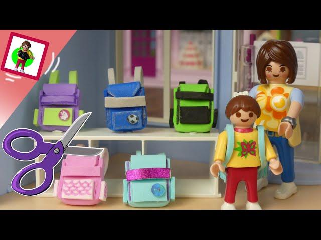 Playmobil Film DIY "Wie bastelt man einen Schulranzen DIY VIDEO" Familie Jansen / Kinderfilm