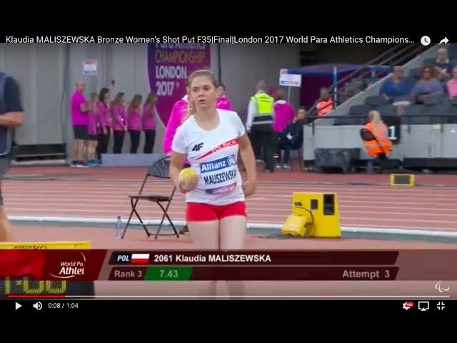 Klaudia MALISZEWSKA Bronze Women’s Shot Put F35|Final|London 2017 World Para Athletics Championships