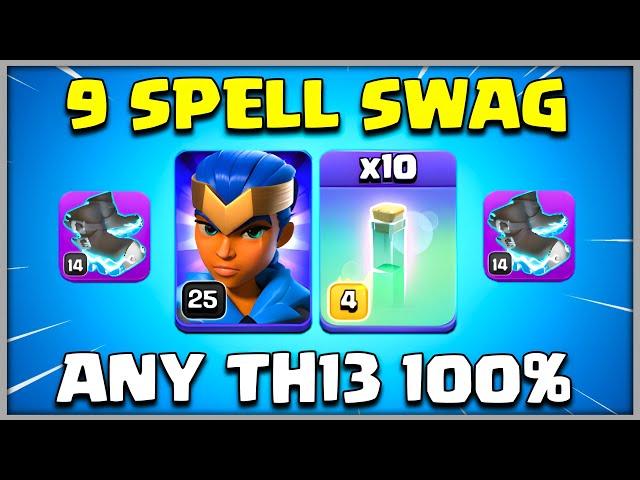 9 Spell Swag With RC Charge Any Th13 100% | Clash of Clans