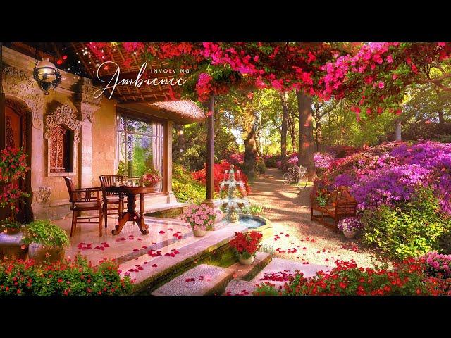 Tea Time in Spring Garden ASMR Ambience  Relaxing Nature Sounds, Fountain Sounds, Gardening Sounds