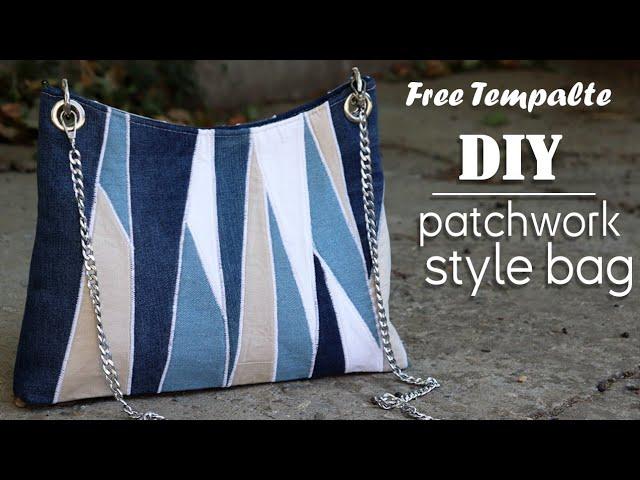 DIY Patchwork Sewing Tote Bag Zipper Design Making at home by own hands. Free PDF Pattern