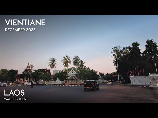 Evening Walk in Vientiane | Walking the Street |  | Laos Travel | WALK A LAOS