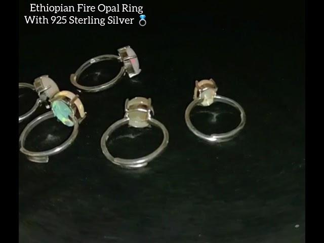 Ethiopian Fire Opal Ring With 925 Sterling Silver~ Gemstone Jewelry Making Supplies