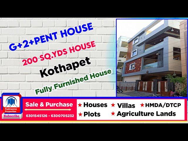 200 Sq.yds House For Sale in Hyderabad || G+2+Pent House || Fully Cupboards || Padmasree Properties