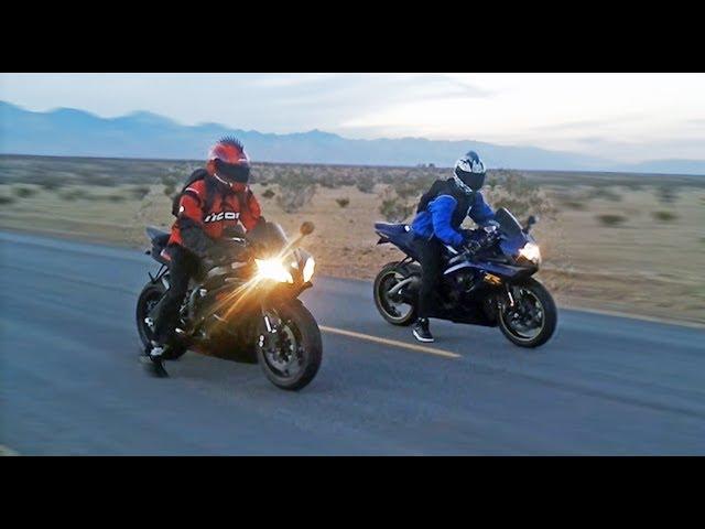 Suzuki GSXR 600 vs Yamaha R6  - Onboard, exhaust sounds, top speed  & more...