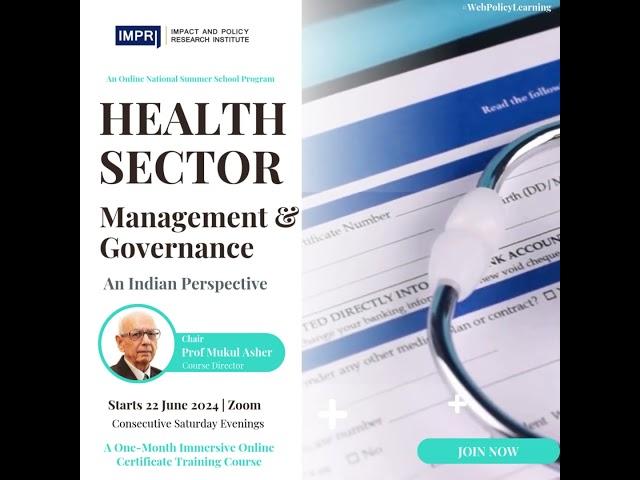 Health Sector Management and Governance: An Indian Perspective IMPRI #WebPolicyLearning