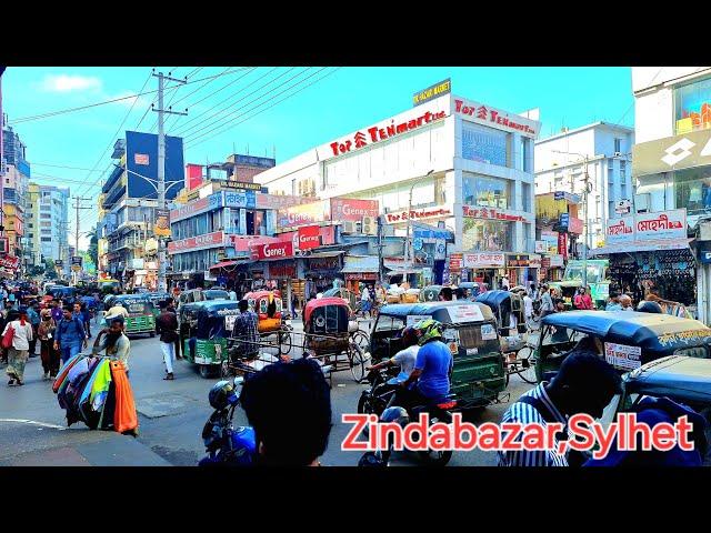 Sylhet city tour Bangladesh 2024. Walking Zindabazar in a Hot day.[4K]