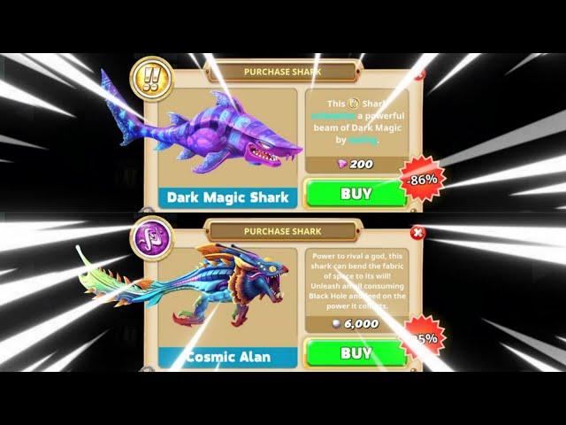 GOT DARK MAGIC SHARK 86% OFF AND COSMIC ALAN 25% OFF (DOUBLE JAWSOME DISCOUNT) - Hungry Shark World