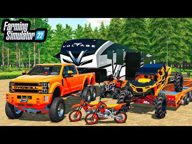 LUXURY SPRING CAMPING WITH "THE BOYS!" | LIFTED TRUCKS + RZR | FS22