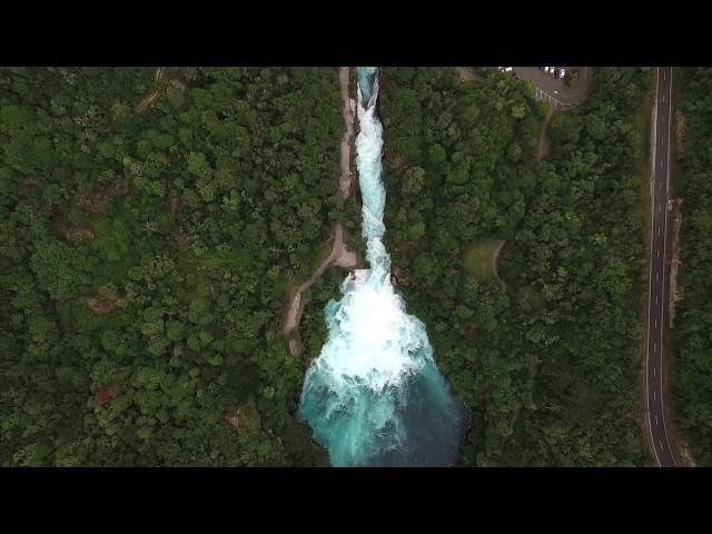 Huka falls ,New Zealand  .Drone footage .