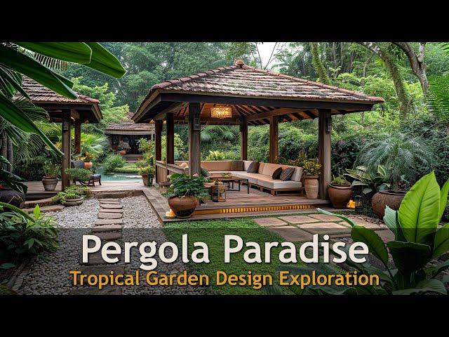 Harmonious Retreat: Traditional Pergola in Tropical Oasis