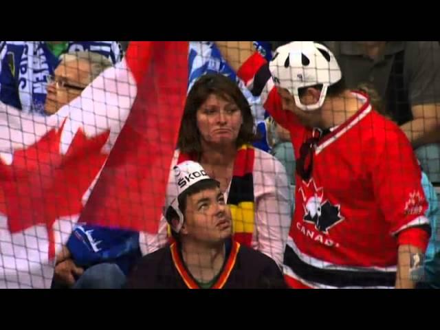 Canadian fans vs German, probably friends 2015-05-03 IIHF 2015 WC