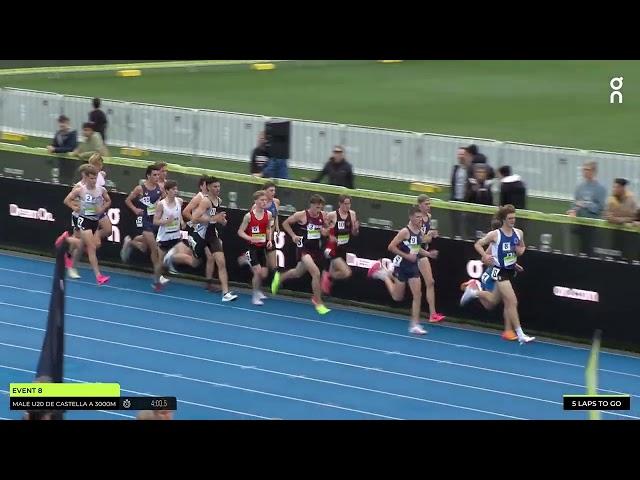 Peyton Craig wins the Male U20 de Castella 3000m in 8:18.17: 2023 On Track Nights Zatopek:10