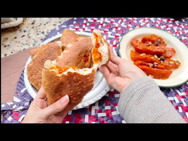 From farm to table : BAKING SPECIAL PUMPKIN BREAD | نان کاکا کدوحلوایی | bal kabağı poğaça 