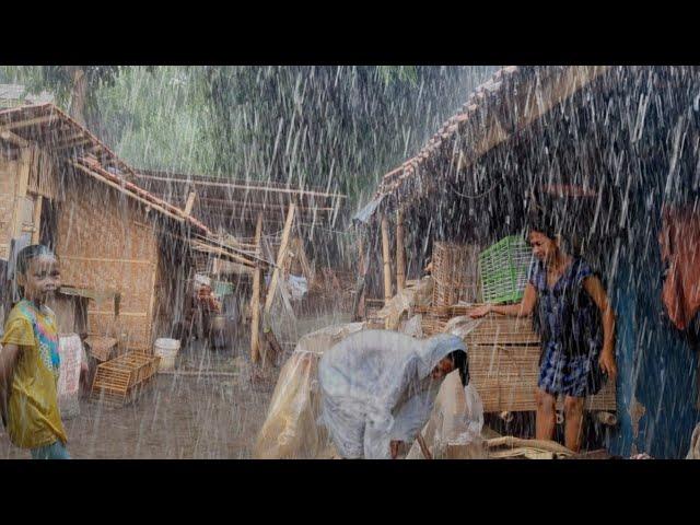 Super heavy rain and strong winds in my village, Sleep instantly with the sound of heavy rain