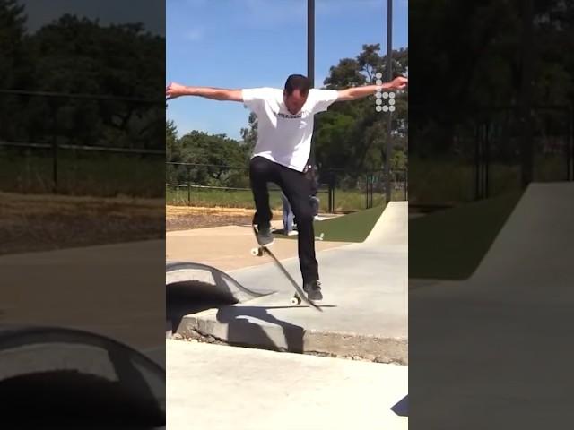 #skategod learns to FS180 over the gap  #brailleskateboarding