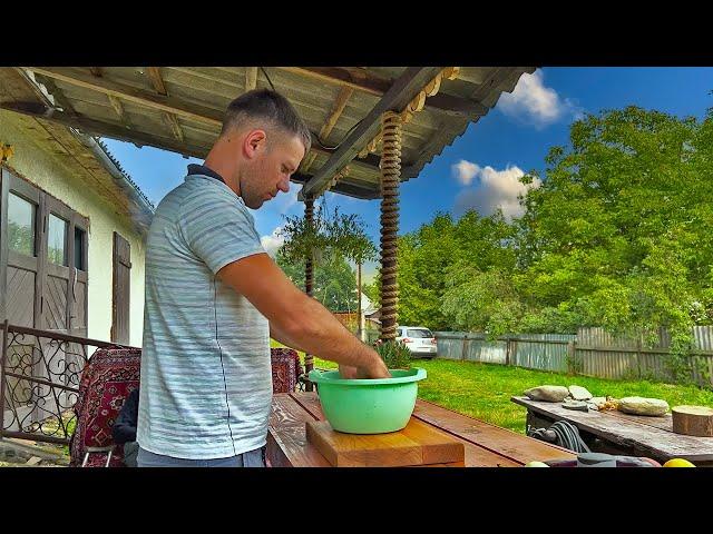 Life in the UA village in all its gloryA rainy dayGrilling carp and vegetables