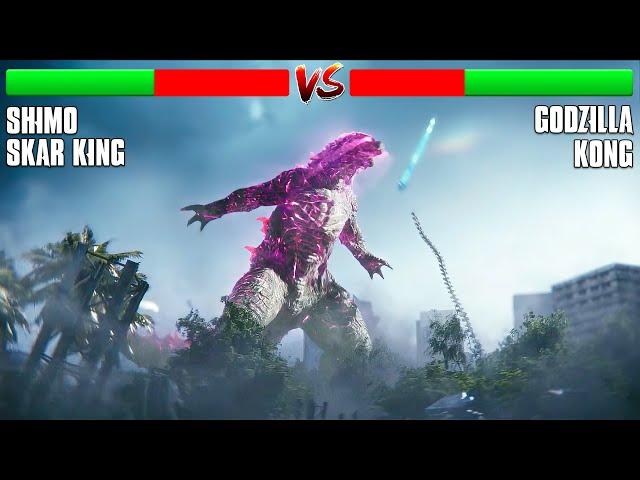 Godzilla & Kong Vs Shimo & Skar King Final Battle Scene 4K with Health Bar