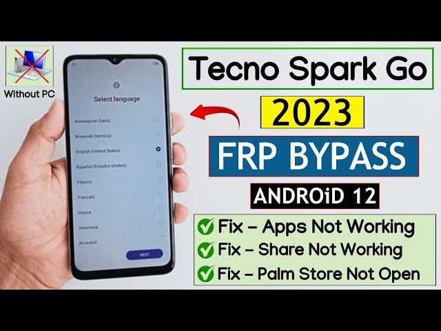 Tecno Spark Go 2023 (BF7n) Android 12 Frp Bypass/Unlock Without PC | Share Article Not Working 2025