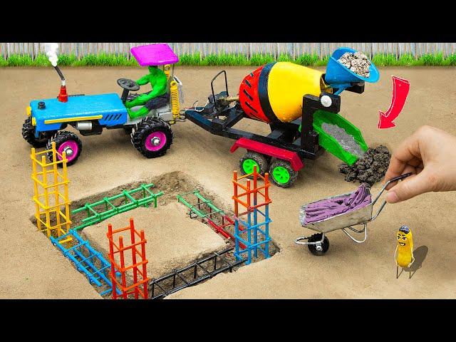 Diy tractor making mini construction building | concrete mixer working videos | @SunFarming