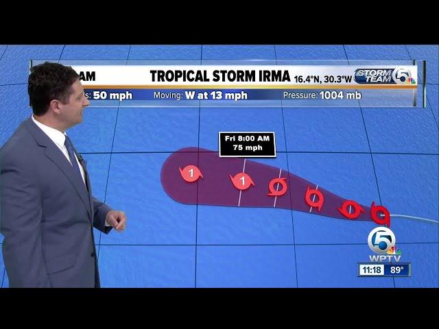 Tropical Storm Irma forms in the eastern Atlantic Ocean