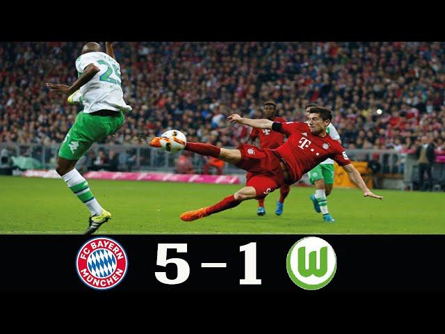 Bayern Munich 5 - 1 Wolfsburg Bundesliga 2015●R. Lewandowski’s 5 Goals in 9 minutes!!●Classic Match