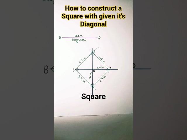 how to construct a Square with given it's Diagonal#square#square using diagonal#shorts#easy#viral