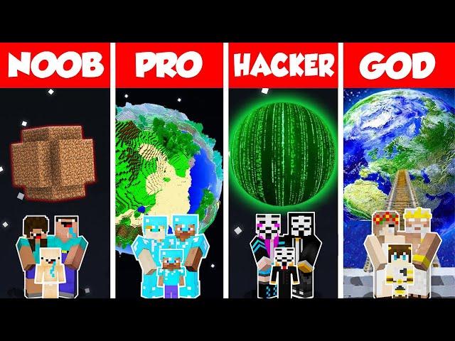 Minecraft TNT PLANET HOUSE BUILD CHALLENGE - NOOB vs PRO vs HACKER vs GOD / Animation