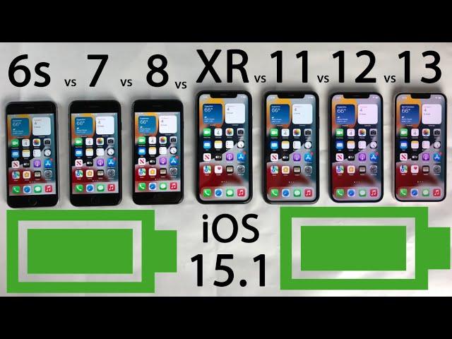 iPhone 13 vs 12 vs 11 vs XR vs 8 vs 7 vs 6s BATTERY Test on iOS 15.1