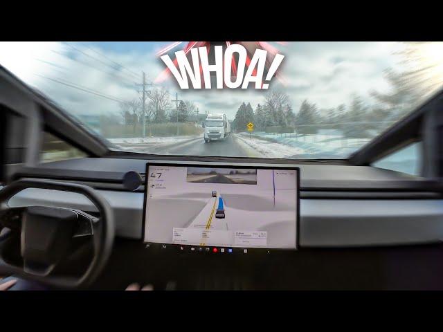 Tesla FSD Dodges a Semi Truck Driving To Work On Update 13.2.7!