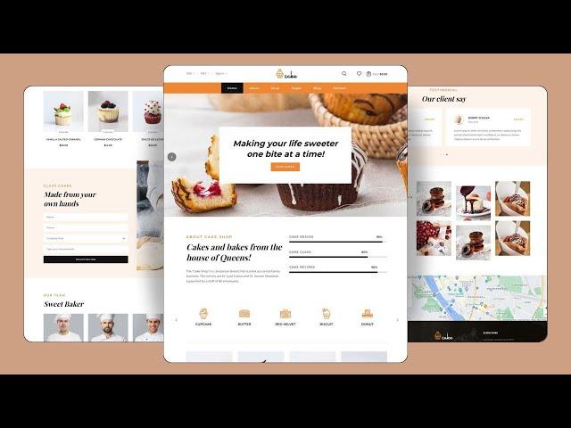 Responsive Cake Shop Website: HTML, CSS & JS