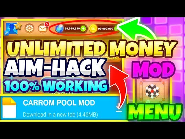 CARROM POOL UNLIMITED COINS GEMS MOD APK Hack V16.0.1 Latest Version Mod Menu Download 2024