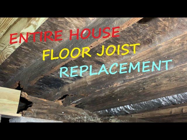 Rotten Floor Joist Replacement on a MASSIVE scale!  Entire House Floor Joist Replacement project.