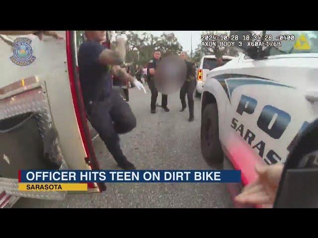 Sarasota police release video showing moment of crash between officer, boy on dirt bike