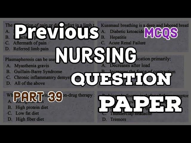 Most repeated nursing MCQs from previous nursing question papers for 2023 staff nurse exam