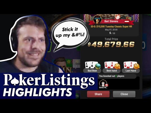 Girafganger "celebrates" his $50k win!: Online Poker Highlights!