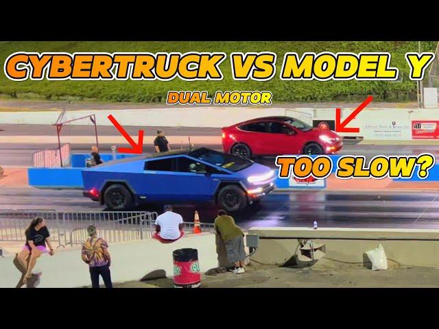 Cybertruck vs. Model Y Drag Race: Tesla's Dual Motor Showdown! 